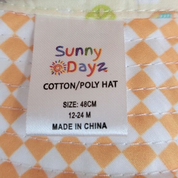 Sunny Dayz Reversible Bucket Hat 12-24mo Girls Boys Unisex Yellow Orange - Picture 7 of 8